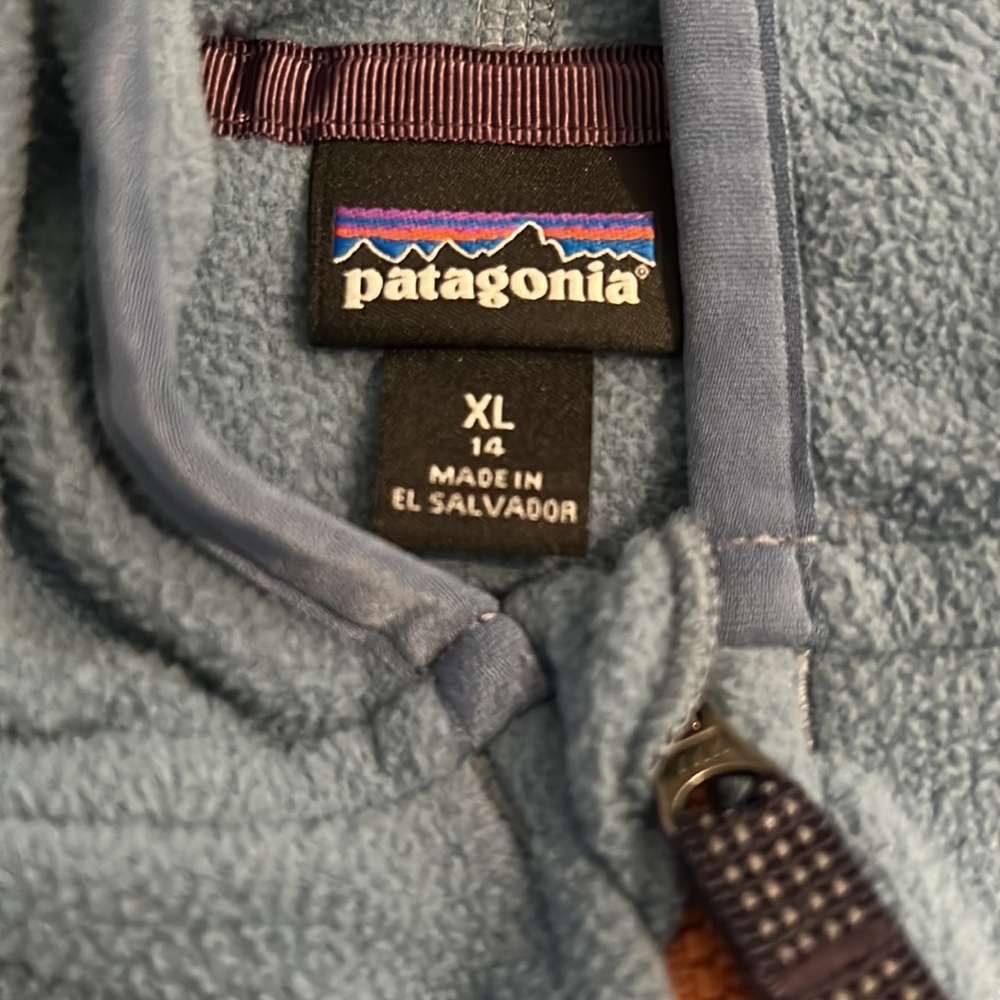 Patagonia Kids Fleece Jacket in Blue and Orange - Picture 2 of 4